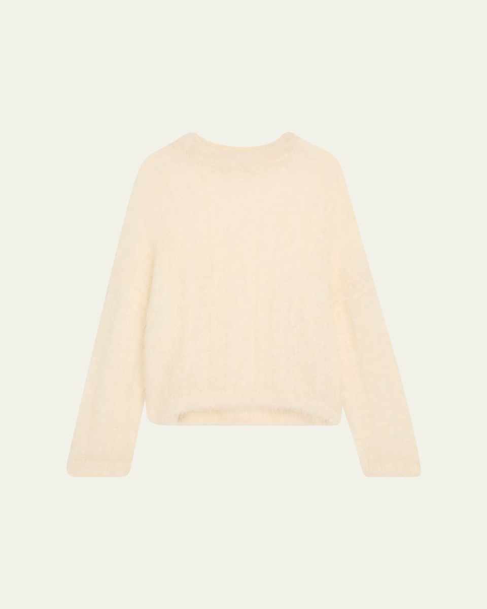 Mohair Cozy Candy Floss Knit Crewneck Sweater